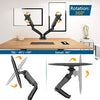 Dual Monitor Mount - Adjustable Gas Spring Dual Monitor Desk Stand Vesa Bracket Fits Two 13 to 27 Inch Screens with C Clamp, Grommet Mounting Base, Each Arm Holds up to 17.6lbs