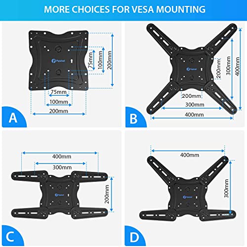 Full Motion TV Wall Mount Bracket, Articulating Arms Swivel Tilt Extension Rotation, Fits Most 26-60 Inch Flat Curved LED LCD OLED TVs, Max VESA 400x400mm Holds up to 88lbs by