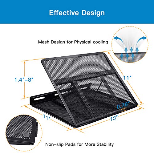 Adjustable Laptop Stand Riser for Desk, Fits Up to 15.6 inch Notebook, Mesh Ventilated Laptop Cooling Stand with 8 Tilt Levels