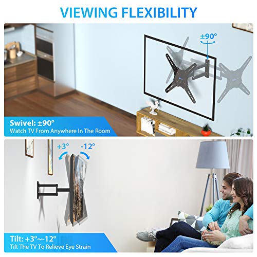 Full Motion TV Wall Mount Bracket, Articulating Arms Swivel Tilt Extension Rotation, Fits Most 26-60 Inch Flat Curved LED LCD OLED TVs, Max VESA 400x400mm Holds up to 88lbs by