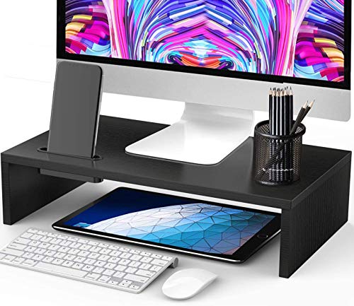 Monitor Riser Stand - Desk Organizer Stand for Laptop Computer, Desktop Printer Stand with Phone Holder and Cable Management, Versatile as Storage Shelf & Screen Holder