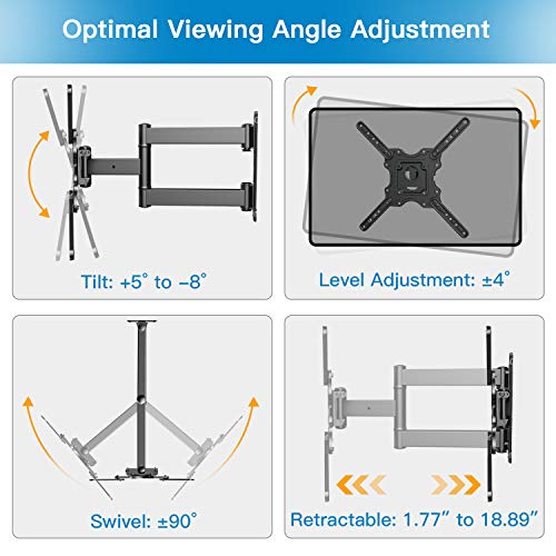 Heavy Duty TV Wall Mount for Most 32-55 inch Flat and Curved TVs up to 88lbs with Swivel Tilt & Extension Arm, Full Motion TV Mount Fits LED LCD OLED 4K TVs, Max VESA 400x400mm, PSMFK12