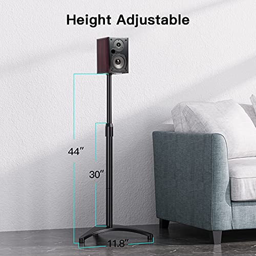 Speaker Stands Height Adjustable 30-44 Inch with Cable Management, Hold Satellite Speakers and Small Bookshelf Speakers up to 8lbs -1 Pair