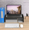 Monitor Riser Stand - Desk Organizer Stand for Laptop Computer, Desktop Printer Stand with Phone Holder and Cable Management, Versatile as Storage Shelf & Screen Holder