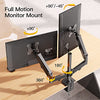 Dual Monitor Stand, Adjustable Monitor Desk Mount for Up to 30in Screens, Full Motion Gas Spring Monitor Arm Holds Up to 17.6LBS, Max VESA 100x100mm