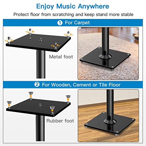 Universal Floor Speaker Stands 26 Inch for Surround Sound, Klipsch, Sony, Edifier, Yamaha, Polk & Other Bookshelf Speakers Weight up to 22lbs - 1 Pair