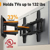 UL-Listed Full Motion TV Wall Mount for 40–86 Inch Flat Curved TVs up to 132 lbs, 12″/16″ Wood Studs, TV Mount Bracket with Tool-Free Tilt, Swivel, Extension, Max VESA 600 x 400mm, PGLF15