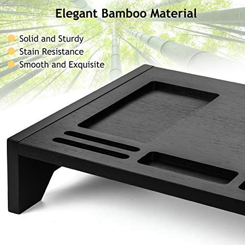 Bamboo Monitor Stand Riser - 23" Black Finished with Storage Organizer for Office Accessories and Desk Laptop Riser or PC Computer Stand for Home or Office by -AMBMS02