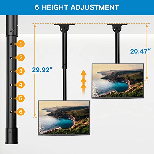 Ceiling TV Mount, Hanging Full Motion TV Mount Bracket Fits Most 26-55 inch LCD LED OLED 4K TVs, Flat Screen Displays, TV Pole Mount Holds up to 99lbs, Max VESA 400x400mm, PSCM2