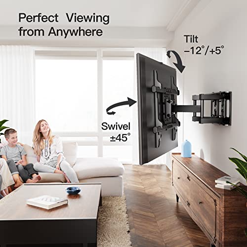 TV Wall Mount Full Motion for Most 37-75 Inch LED LCD OLED Flat Curved Screen, Wall Bracket TV Mount with Articulating Arms Swivel Tilt Leveling Holds up to 132lbs Max VESA 600x400mm