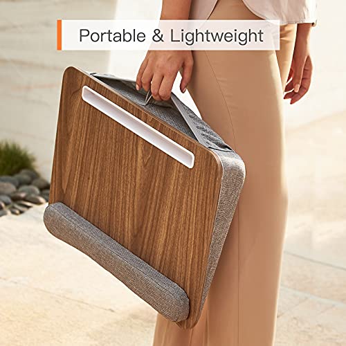 Lap Laptop Desk - Portable Lap Desk with Pillow Cushion, Fits up to 15.6 inch Laptop, with Anti-Slip Strip & Storage Function for Home Office Students Use as Computer Laptop Stand, Book Tablet