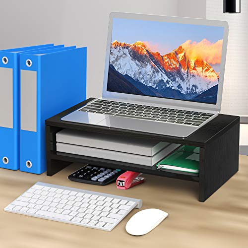 Monitor Stand Riser - 16.5 Inch 2 Tier Desk Organizer Stand for Laptop Computer, Desktop Printer Stand with Phone Holder and Cable Management, Versatile as Storage Shelf & Screen Holder