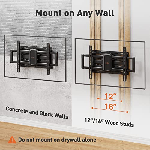 Full Motion TV Wall Mount for Most 37-85 inch TVs up to 132 lbs, TV Mount with Dual Articulating Arms, Tool-Free Tilt, Swivel & Extension, Max VESA 600x400mm, 12″/16″ Wood Studs, PGLF4