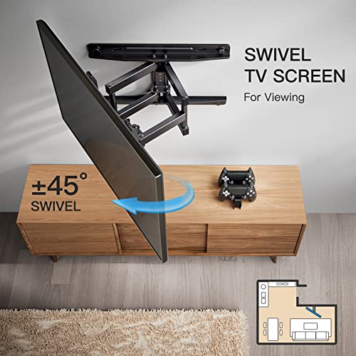 TV Wall Mount Full Motion Articulating Swivel Extension for Most 26-55 Inch Flat Curved TVs with Max VESA 400x400mm, Supports up to 77lbs by