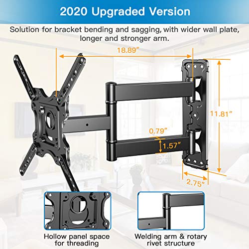 Heavy Duty TV Wall Mount for Most 32-55 inch Flat and Curved TVs up to 88lbs with Swivel Tilt & Extension Arm, Full Motion TV Mount Fits LED LCD OLED 4K TVs, Max VESA 400x400mm, PSMFK12