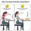 2 Tiers Bamboo Monitor Stand with Smartphone Holder & Pen Notches for Home Office Computer, Laptop, TV, Tablet, Printer, Projector