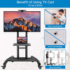 Rolling/Mobile TV Cart with Wheels for 32-75 Inch LCD LED 4K Flat Screen TVs - UL Certificated TV Floor Stand with Shelf Holds Up to 100 lbs, Height Adjustable Trolley Max VESA 600x400mm- PSTVMC05