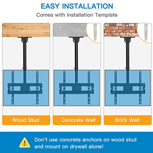 Ceiling TV Mount, Hanging Full Motion TV Mount Bracket Fits Most 26-55 inch LCD LED OLED 4K TVs, Flat Screen Displays, TV Pole Mount Holds up to 99lbs, Max VESA 400x400mm, PSCM2