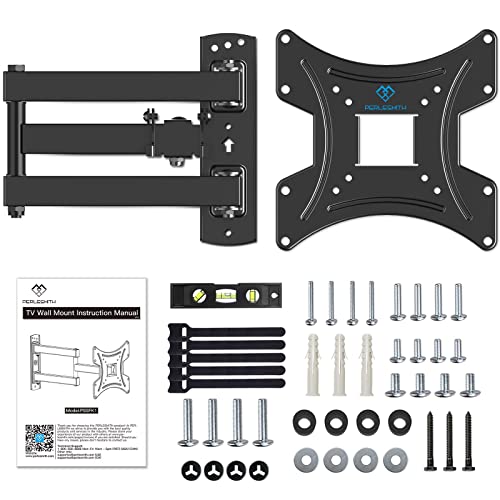 Full Motion TV Wall Mount Bracket for 13-42 Inch Flat Curved TVs Monitors up to 77lbs Max VESA 200x200mm- Articulating Arms Swivel Tilt Extends Rotation- PSSFK1