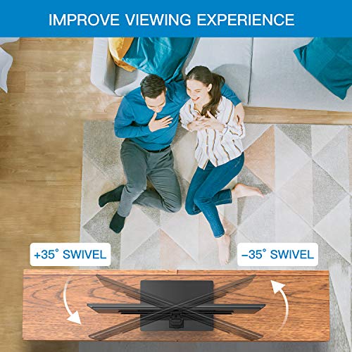 Universal Swivel TV Stand-Table Top TV Stand for 32-55 inch TV-Height Adjustable TV Base with Heavy-Duty Tempered Glass Base, VESA 400x400