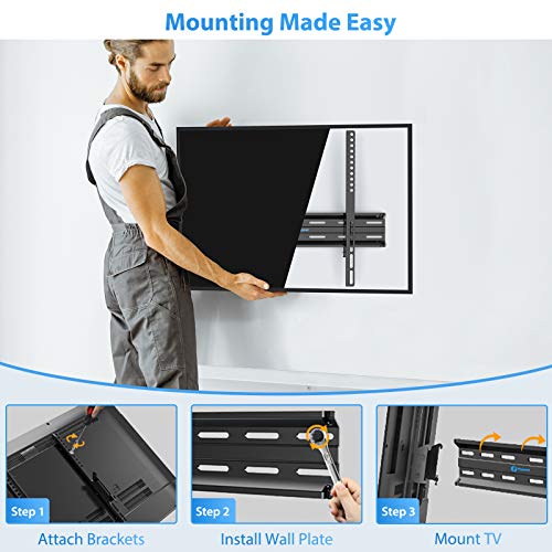 Tilting TV Wall Mount Bracket Low Profile for 26-55 Inch LED, LCD, OLED, 4K Flat Curved Screen TVs, Fits 16 Inch Studs VESA 400x400mm Supports up to 99lbs