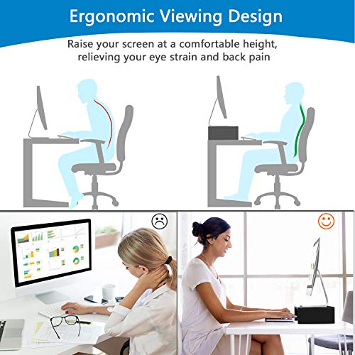 Monitor Stand Riser - 16.5 Inch 2 Tier Desk Organizer Stand for Laptop Computer, Desktop Printer Stand with Phone Holder and Cable Management, Versatile as Storage Shelf & Screen Holder