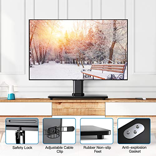 Universal TV Stand-Table Top TV Stand Fits 23-55 inch Flat Curved Screen LCD LED OLED 4K TV and Monitor-Heavy Duty TV Base Compatible with VESA 75x75mm-400x400mm, Holds up to 88lbs PSTVS20