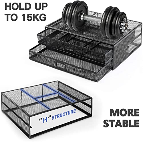 Monitor Stand, Monitor Stand with Drawer, Monitor Riser Mesh Metal, Desk Organizer, Monitor Stand with Storage, Desktop Computer Stand for PC, Laptop, Printer