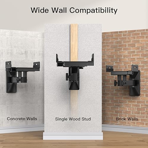 Speaker Wall Mounts, Dual Side Clamping Bookshelf Speaker Mounting Bracket, Speaker Mounts for Surround Sound, Bookshelf Speakers up to 50 lbs, 1 Pair