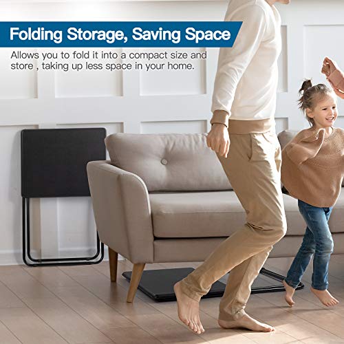 Folding TV Tray Table, Tray Table with No Assembly Required, TV Dinner Tray for Eating, Foldable Snack Table for Bed & Sofa, Folding End Table (HNTT2B, Black)