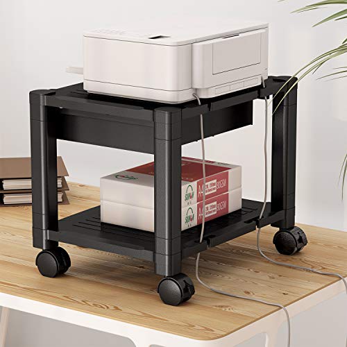 Printer Stand - Under Desk Printer Stand with Cable Management & Storage Drawers, Height Adjustable Printer Desk with 4 Wheels & Lock Mechanism for Mini 3D Printer by  -HNDPS