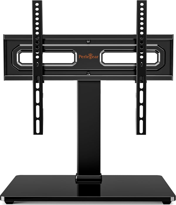 Universal Swivel TV Stand for 32–60 Inch LCD/LED/OLED TVs up to 88 lbs, Tabletop TV Mount Stand with Tempered Glass Base, Height Adjustable TV Base with Tilt, Max VESA 400x400mm, PGTVS25