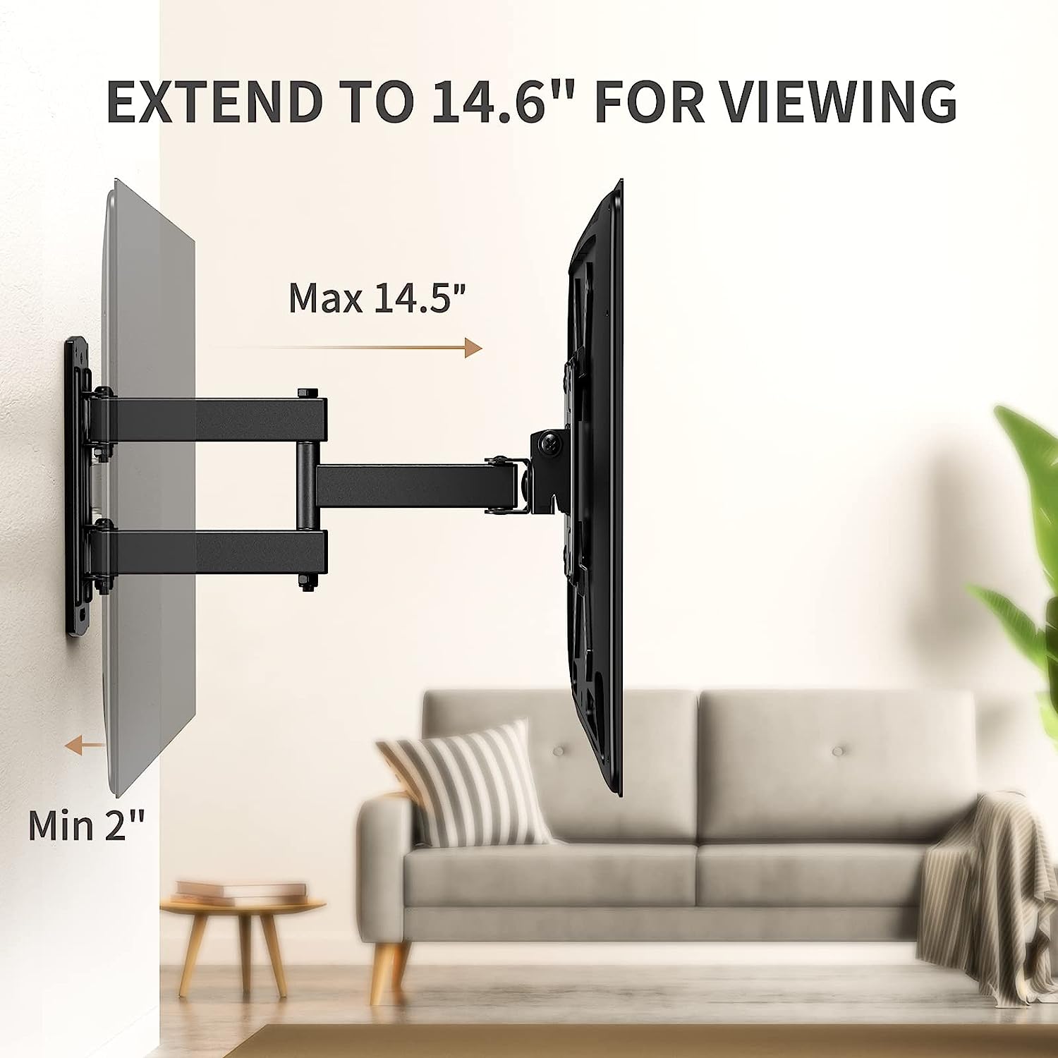 TV Wall Mount Bracket Full Motion for Most 13-39 inch TVs Monitors with 360° Rotation Articulating Swivel Extension Arms and Tilt, Hold TV up to 44lbs Max VESA 200x200mm