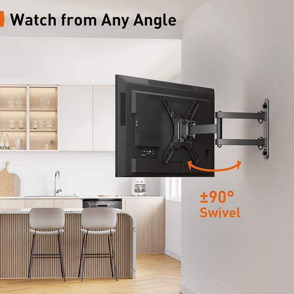 TV Wall Mount for 13-42 inch Flat or Curved TVs & Monitors up to 55 lbs, Full Motion TV Wall Mount with Articulating Arm, Swivel Corner TV Wall Mount, Max VESA 200x200mm, PGSF6