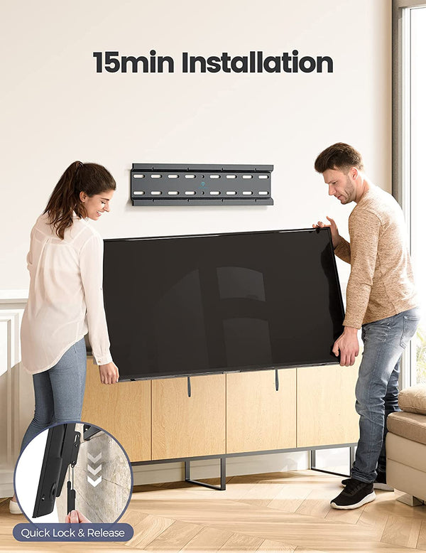 PERLESMITH Tilting TV Wall Mount Bracket Low Profile for Most 23-60 inch LED LCD OLED, Plasma Flat Screen TVs with VESA 400x400mm Weight up to 115lbs, Fits 16" Wood Stud Black