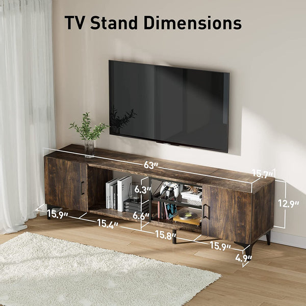 Adjustable TV Console for up to 75 Inch TVs with 3 Assembly Options, TV Stand with Storage Cabinets & Cable Cutouts, Mid Century Modern TV Stand Holds up to 110 lbs, PIRTS05WN