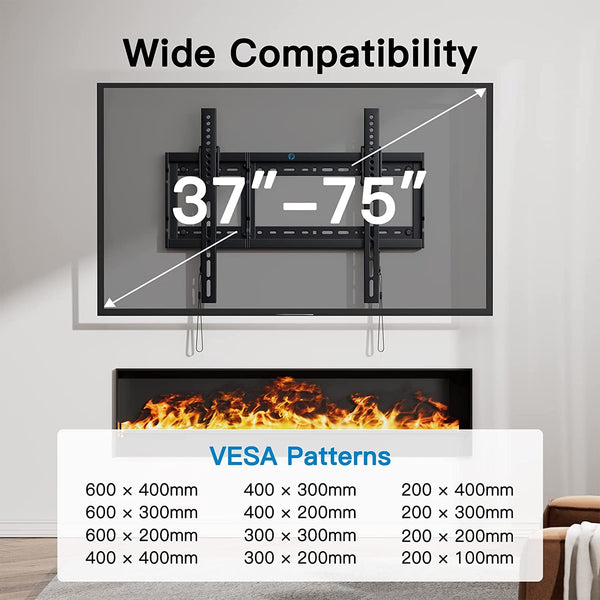 UL Listed Tilt TV Wall Mount Bracket Low Profile for Most 37-75 Inch LED LCD OLED Plasma Flat Curved TVs, Large Tilting Mount Fits 16"-24" Wood Studs Max VESA 600x400mm Holds up to 132lbs