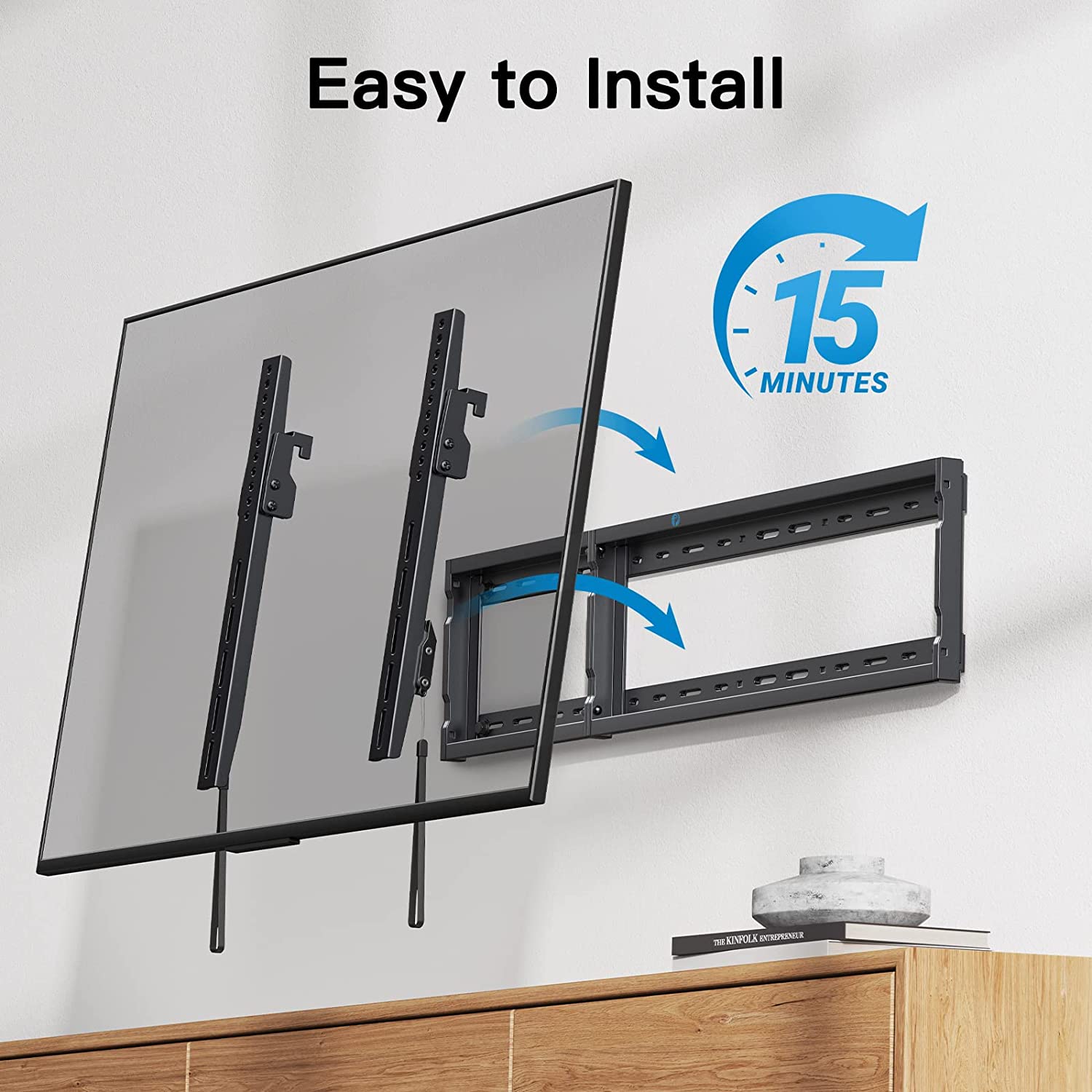 UL Listed Tilt TV Wall Mount Bracket Low Profile for Most 37-75 Inch LED LCD OLED Plasma Flat Curved TVs, Large Tilting Mount Fits 16