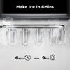 Ice Makers Countertop, 9 Cubes Ready in 6 Mins, 26lbs in 24Hrs, Self-Cleaning Ice Machine with Ice Scoop and Basket, 2 Sizes of Bullet Ice for Home Kitchen Office Bar Party Black