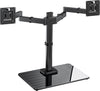 Freestanding Dual Monitor Stand, Monitor Mounts for 13 to 32 inches Computer Screens, Dual Monitor Arm with Tempered Glass Base for 2 Monitors, Vesa Mount Fits Up to 22 lbs per Arm