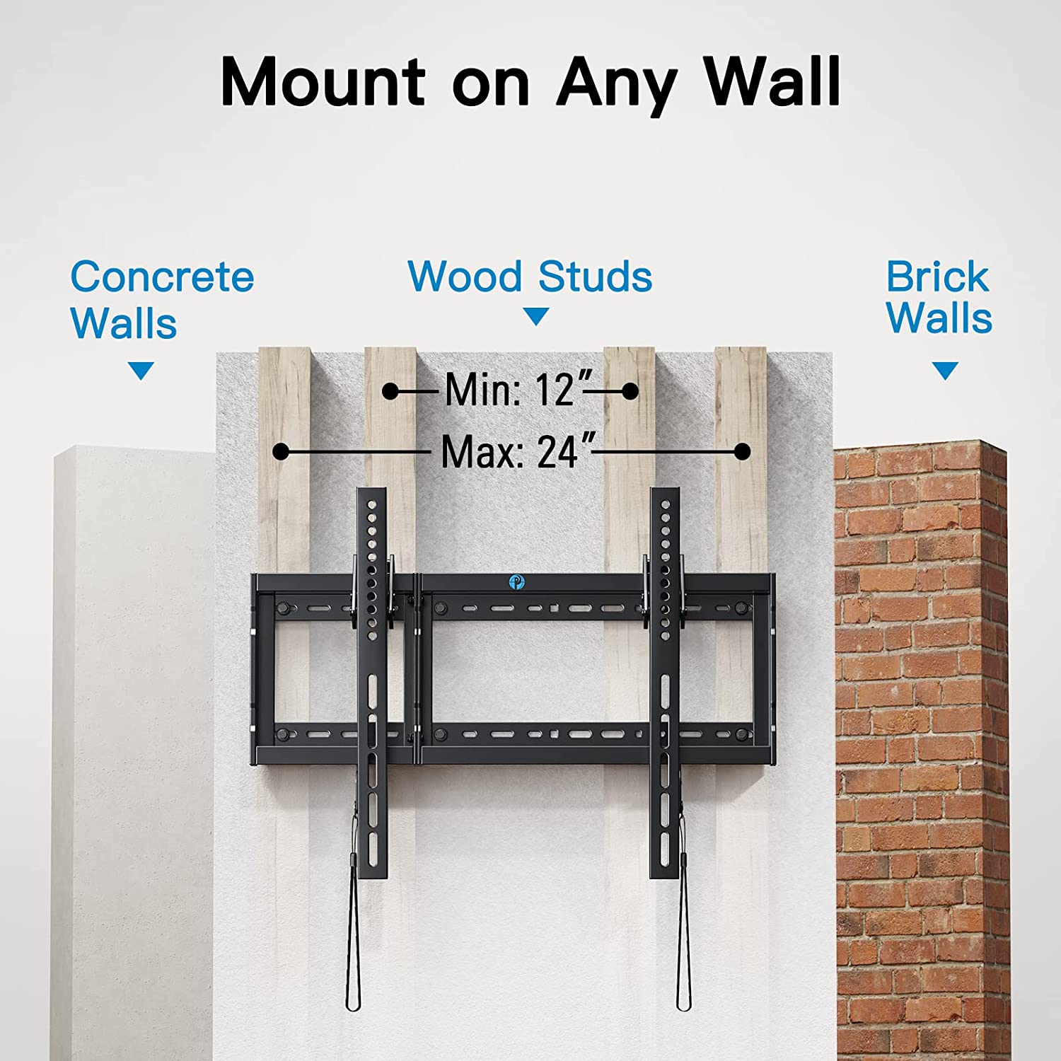 UL Listed Tilt TV Wall Mount Bracket Low Profile for Most 37-75 Inch LED LCD OLED Plasma Flat Curved TVs, Large Tilting Mount Fits 16