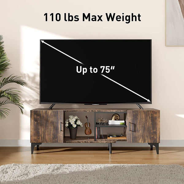 Adjustable TV Console for up to 75 Inch TVs with 3 Assembly Options, TV Stand with Storage Cabinets & Cable Cutouts, Mid Century Modern TV Stand Holds up to 110 lbs, PIRTS05WN