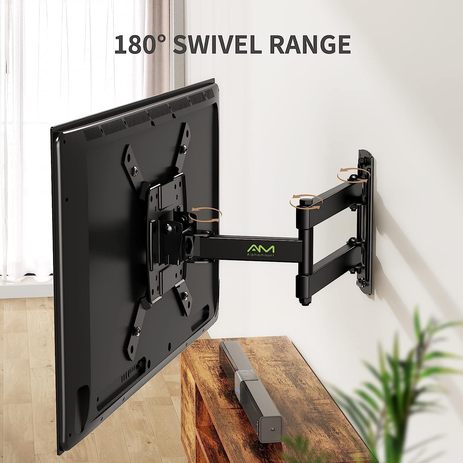 TV Wall Mount Bracket Full Motion for Most 13-39 inch TVs Monitors with 360° Rotation Articulating Swivel Extension Arms and Tilt, Hold TV up to 44lbs Max VESA 200x200mm